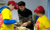 People cooking in a kitchen