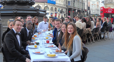 A dinner party in Piccadilly Circus