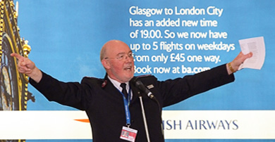 Airport chaplain Keith Banks speaking at a conference