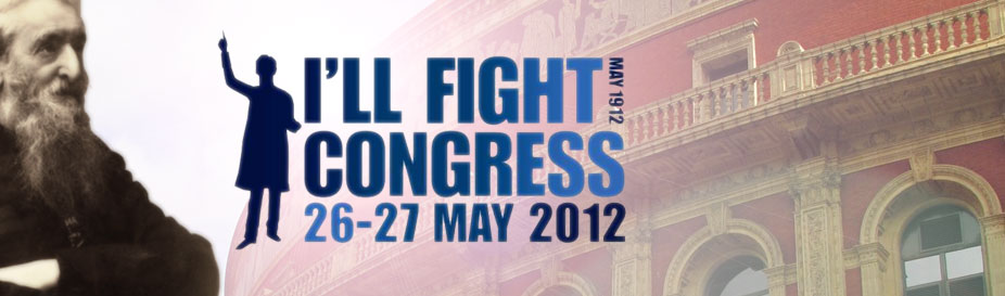 William Booth, the I'll Fight congress logo and the Royal Albert Hall